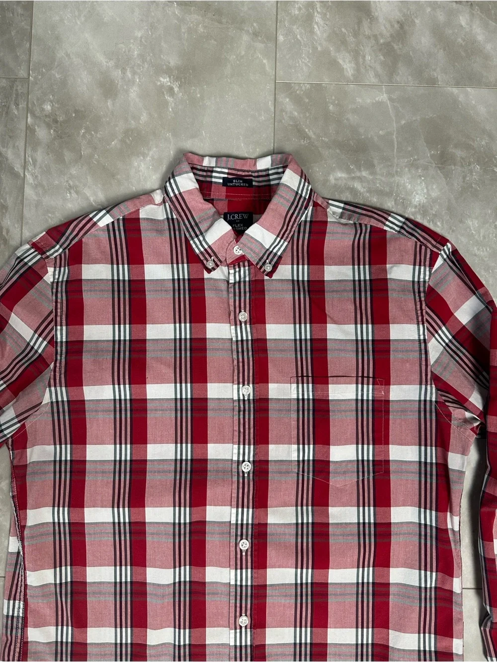 Classic Red Plaid Button-Down Shirt - Men J Crew L